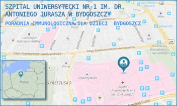 PORADNIA IMMUNOLOGICZNA DLA DZIECI - SZPITAL UNIWERSYTECKI NR 1 IM. DR. ANTONIEGO JURASZA W BYDGOSZCZY - MARII SKŁODOWSKIEJ-CURIE 9,  BYDGOSZCZ