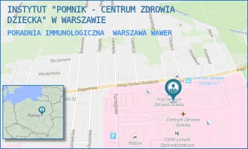 PORADNIA IMMUNOLOGICZNA - INSTYTUT "POMNIK - CENTRUM ZDROWIA DZIECKA" - ALEJA DZIECI POLSKICH 20,  WARSZAWA WAWER